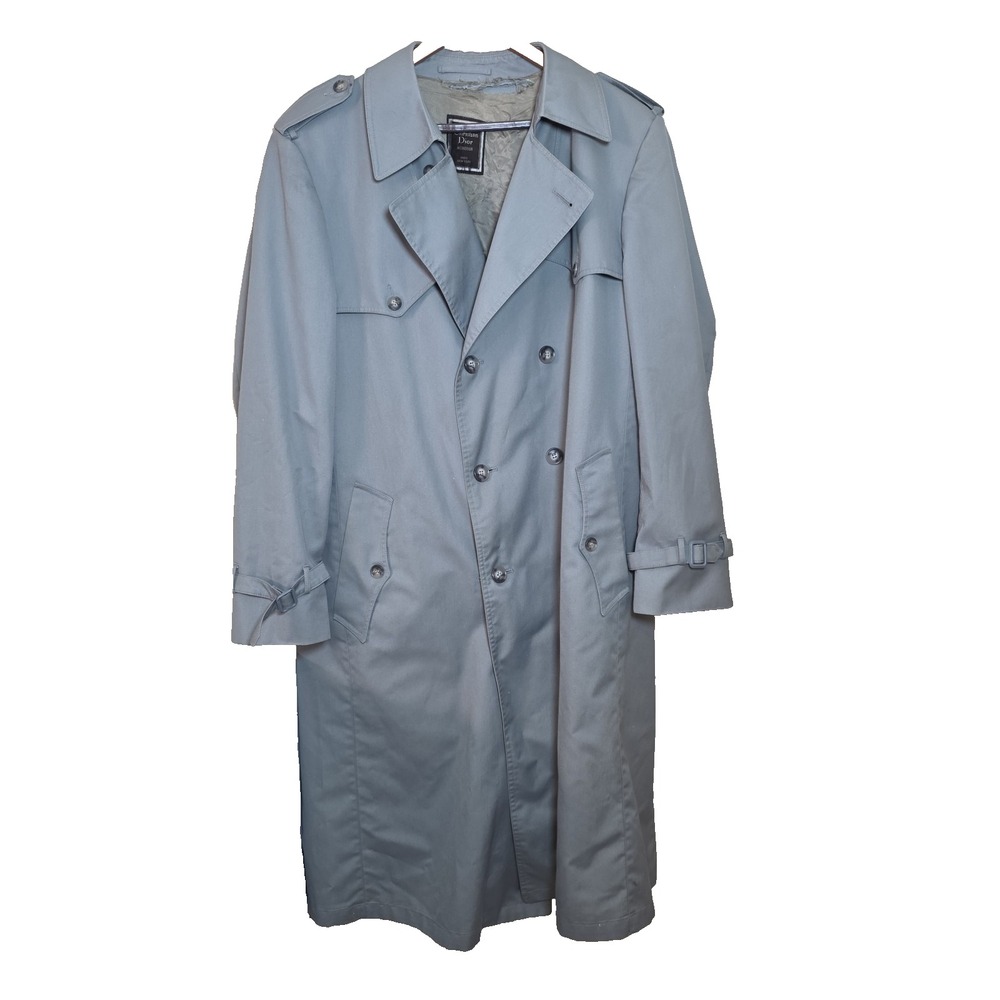 Christian Dior Monsieur Men's Size Blue/Gray 46L Trench Coat Interior Flaw